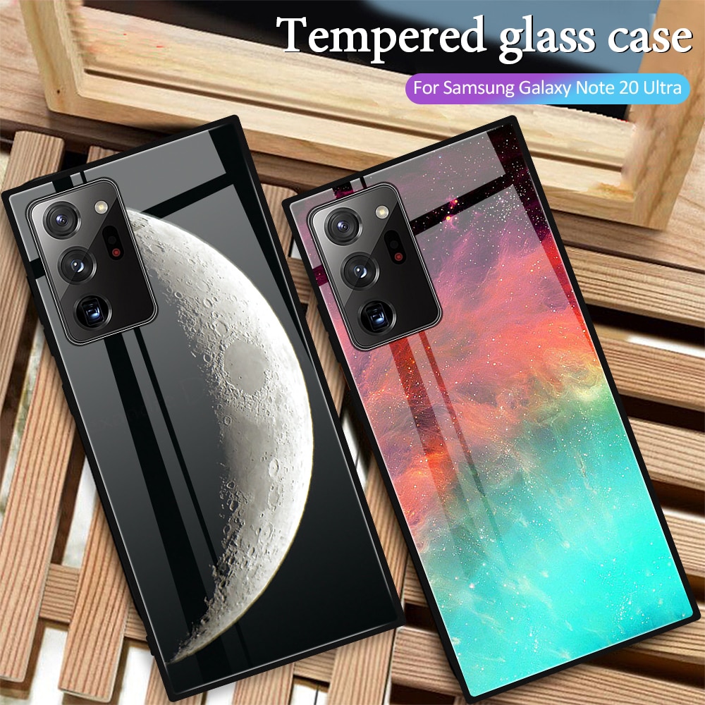 For Samsung Galaxy Note 20 Ultra Hard All Inclusive Tempered Glass Covers For Samsung Note 20 Moon Starry Phone Cases