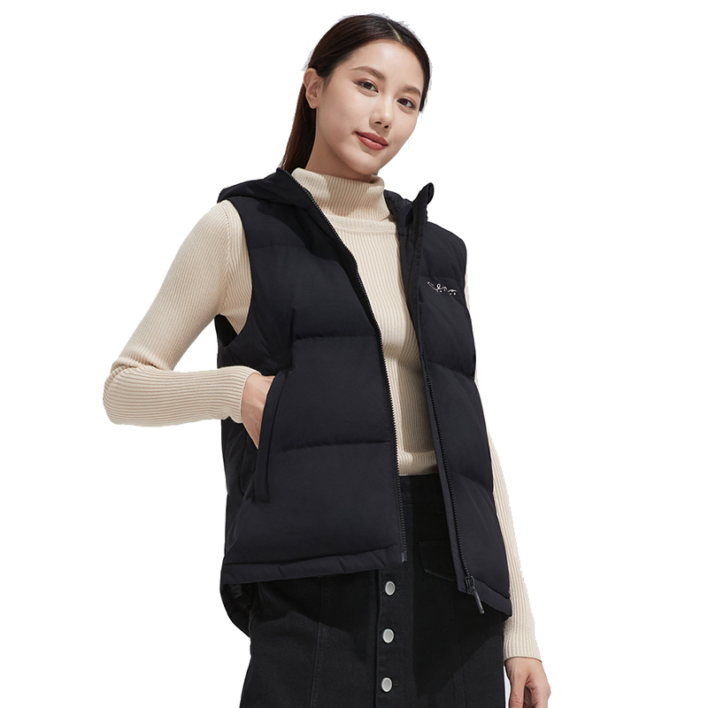 KAMEL Unten Jacke Frauen Herbst Winter Neue Stil Kurze Leichte Stand-hoch Kragen Unten Weste Jacken draussen Wandern kleidung: Schwarz / L