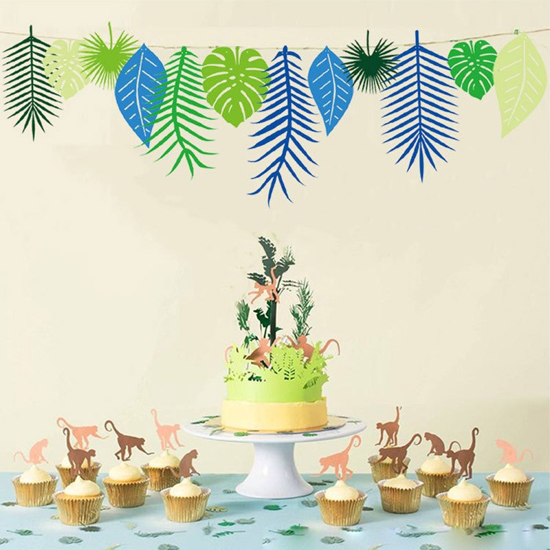 3M Coconut Leaves Flower Garland Flamingo Paper Banner for Hawaiian Tropical Party Wedding Hanging Decor Baby Shower Supplies 7z