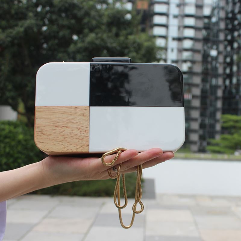 Bolsa de ombro costurada em madeira, pequena bolsa para mensageiro da moda de 2017, europa e estados unidos