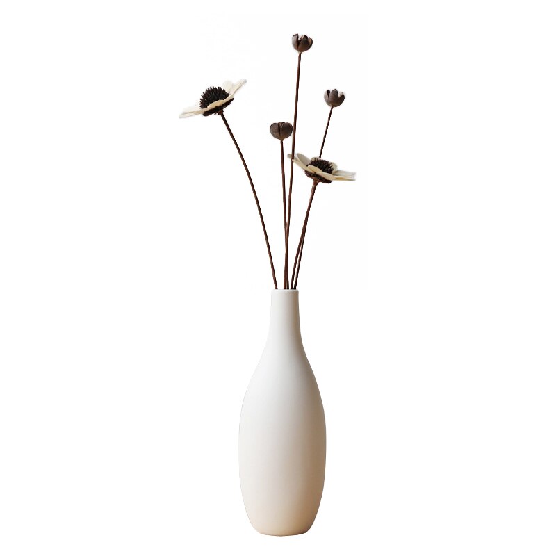 Lille mund vase hvid keramik mat vase porcelæn vase til plante tørret blomster dekoration beholder minimalistisk hjemmebord dekoration
