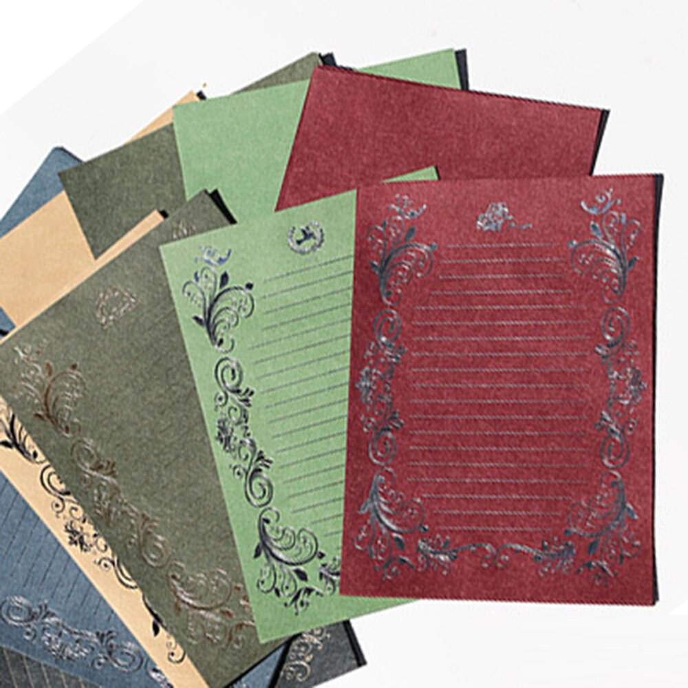 Coloffice 4PCs/Pack Retro Stamping Envelope Paper Stationery Beautiful Romantic Pattern Love Letter Stationery