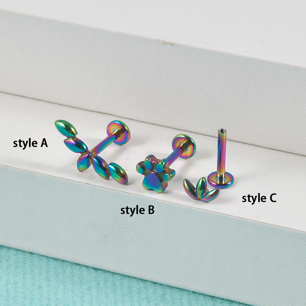 1Pc Rvs Klauw Oren Biculus Kraakbeen Piercing Vijf Marquis Oor Flap Oorbellen Vrouwelijke Punk Labret Lip Piercing Sieraden: Black / Silver Plated