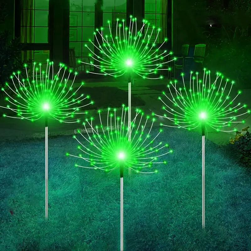 Solar Garden Lights 200LED Waterproof Outdoor Lighting with Installation Hardware Firework Lights for Pathway Lawn Christmas: moon blue / 0-5W