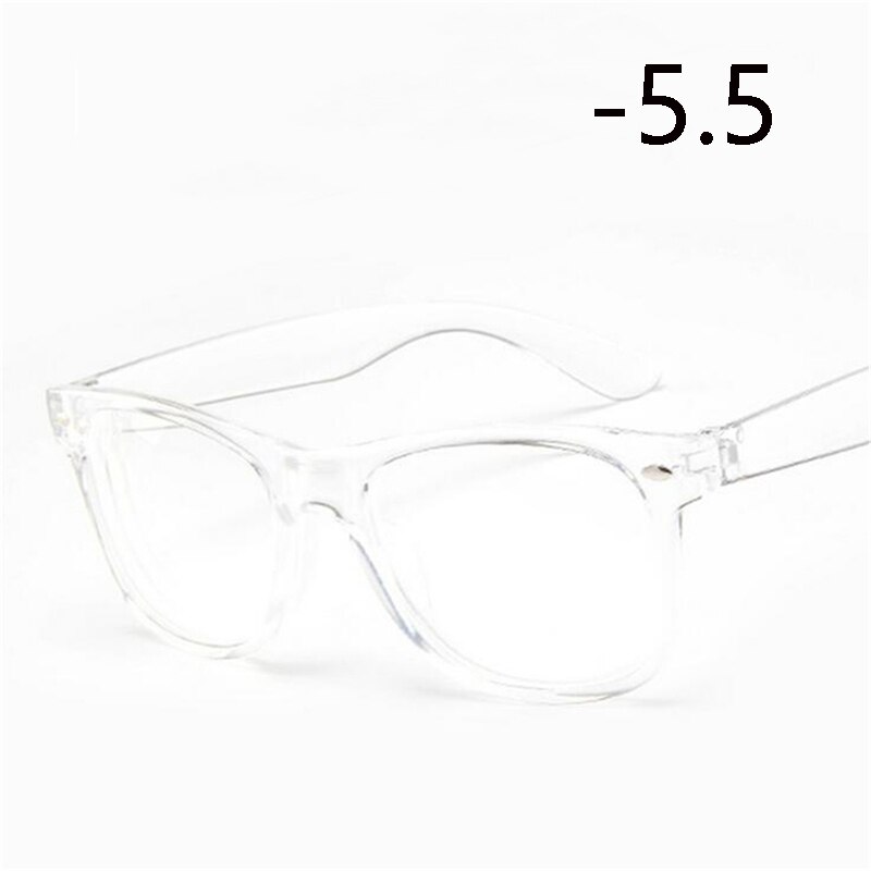 -1 -1.5 -2 -2.5 TO -6.0 Square Finished Nearsighted Glasses Women Men Transparent White Frames Short-sighted Eyeglasses Diopter: Myopia 550 (-5.5)