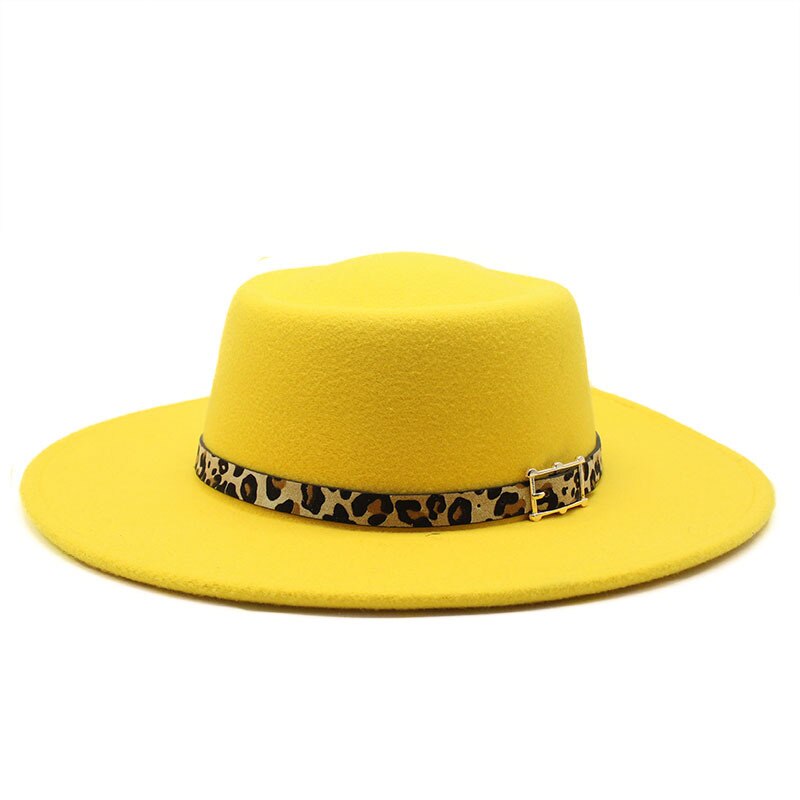Fedora Hoed Voor Mannen Vrouwen Casual Brede Rand Jazz Hoed Herfst Winter Panama Vilten Hoed Ronde Top Party Formele Hoed: YELLOW