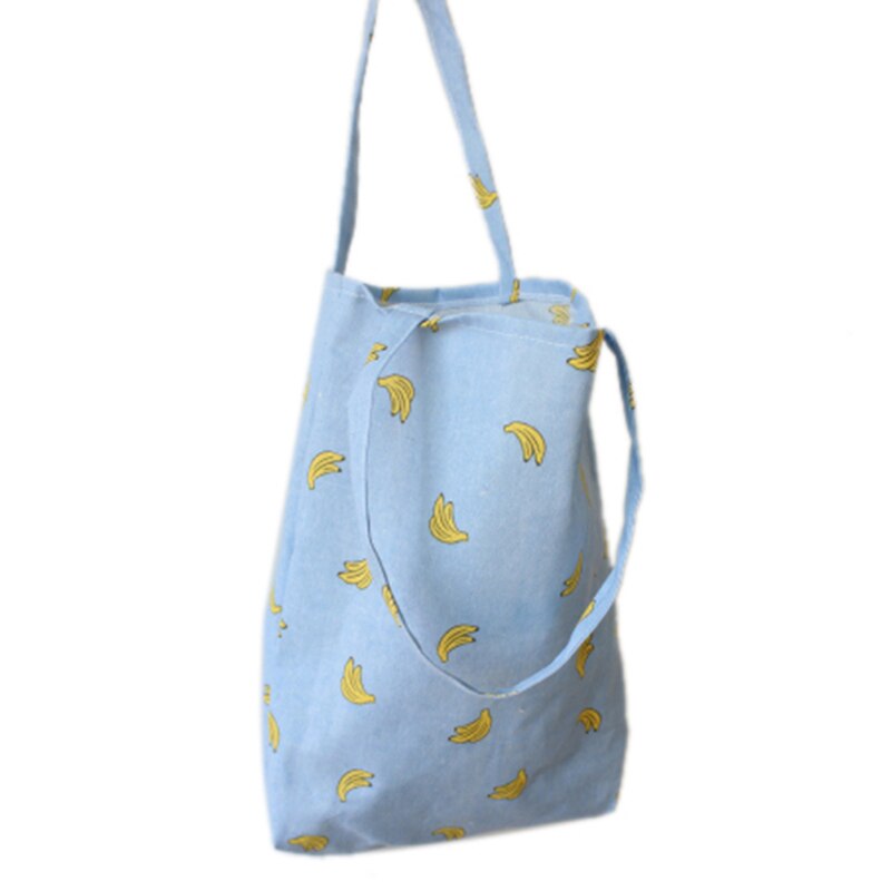 1Pc Banana Patroon Katoen Linnen Schoudertas Winkelen Strand Reizen Tote Handtas