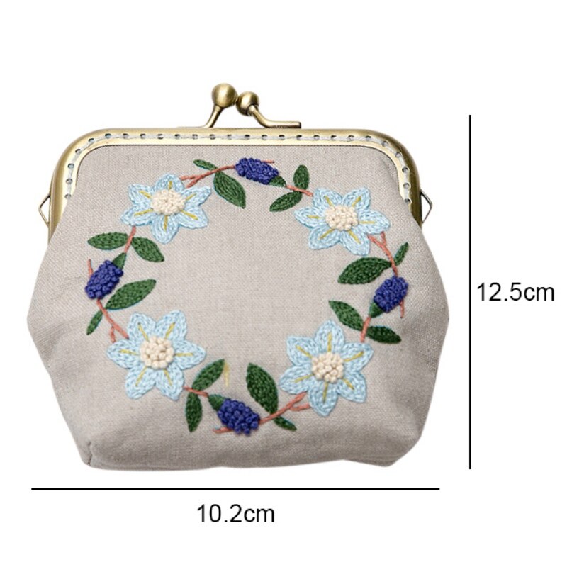 Handwork Crafts DIY Embroidery Coin Purse Cloth Material Package Embroidery Kit Flower Alone Handmade Cross Stitch kit: A4