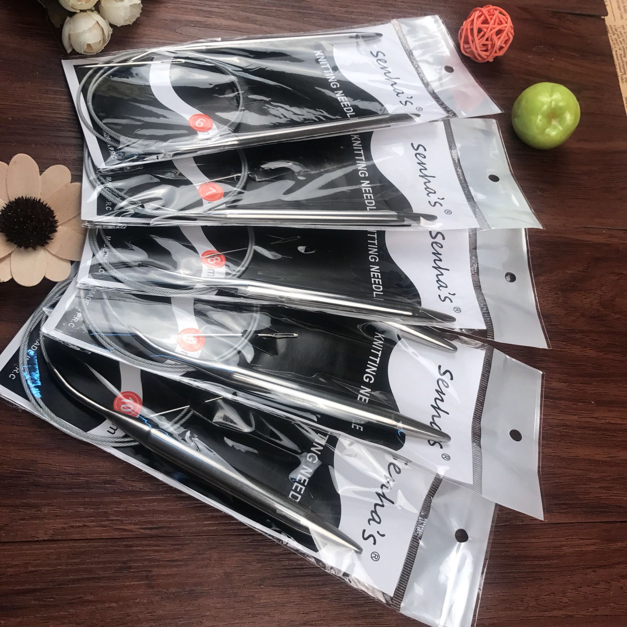 6.0mm-10.0mm Stainless Steel Circular knitting needles set 5PCS/Set 43.65.80.100.120CM knitting needles Crafts