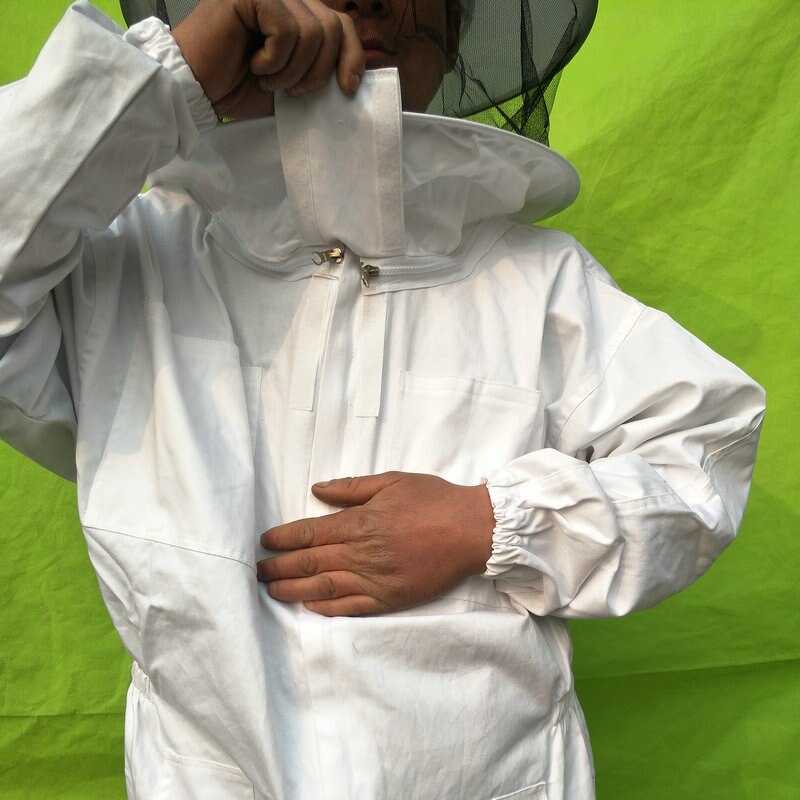 Mono blanco grueso para apicultura, ropa a prueba de abejas con cremallera, mono de apicultura, traje de Apicultura