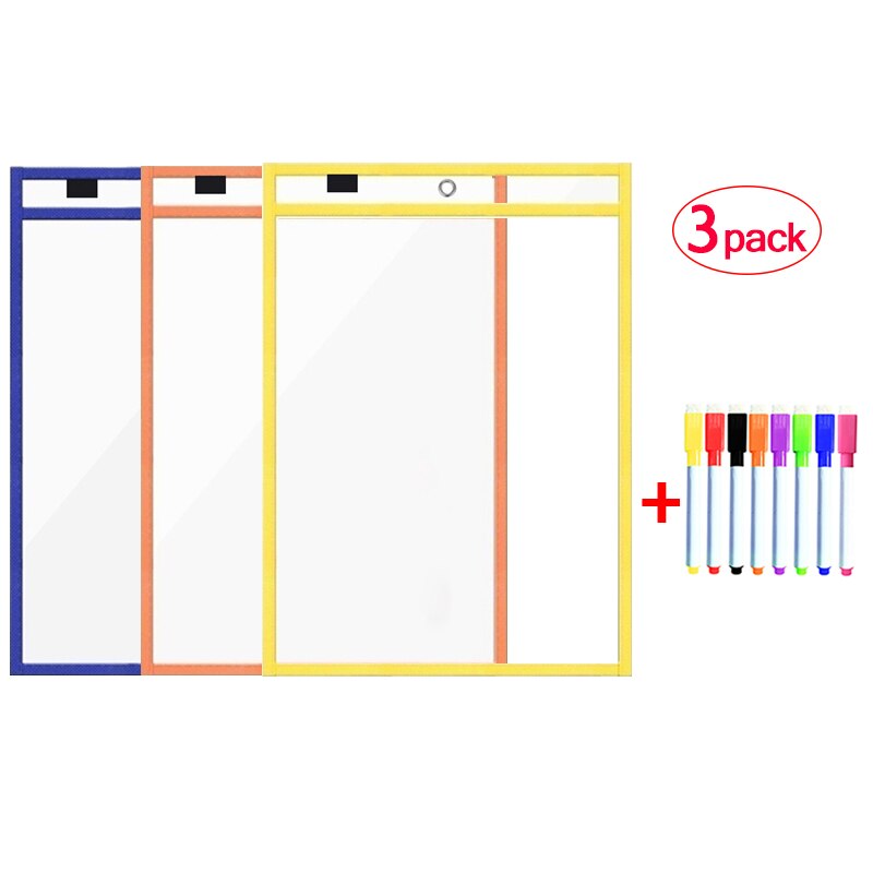 Erasable Dry Erase Board Write Delete File Dry Erase Pockets Drawing Teaching Practice Board Writing White Board markers For Kid: 3B8P
