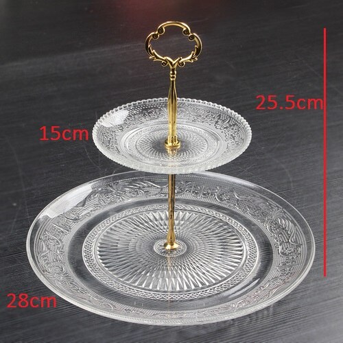 2 or 3 Layer Glass Cake Stand Modern Candy Snack Fruit Plate Afternoon Tea Dessert Display Rack Shelf Home Decor mx11161730: Gold-C