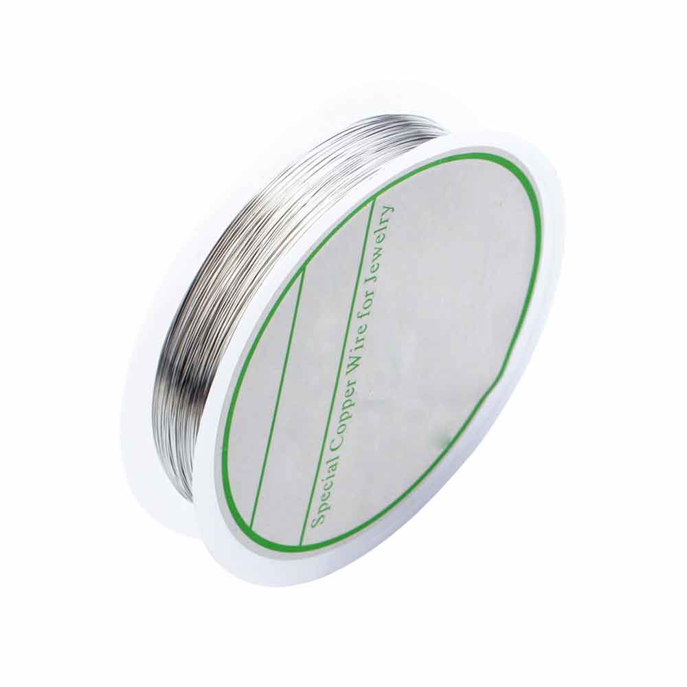 20m/ rullar 0.2mm koppartråd metalltråd för smycken pärlstav tråd gör det själv armband halsband gör tråd sytillbehör: Silver-