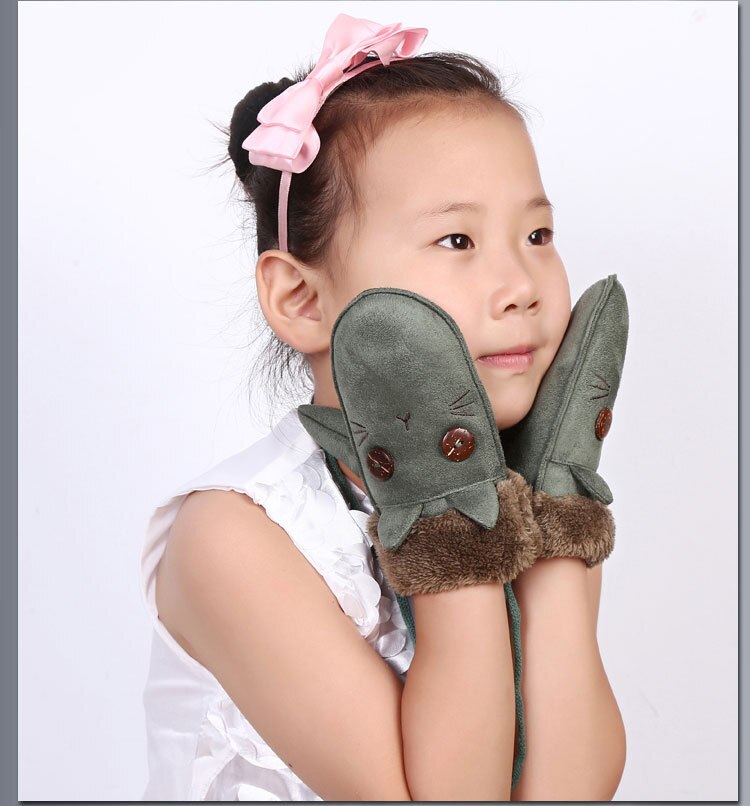 1 Pair Cartoon Child Mittens Winter Warm Kids Girl Gloves Knitted Children Toddler Teething Mitten Handschoen