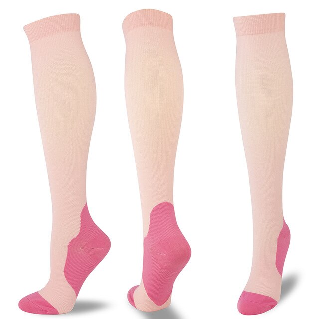 Multi-color Women Men Long Compress Socks Stretch Breathable Outdoor Party Elastic Nursing Calf Socks Female Knee High Stockings: WYS011-9 / L-XL