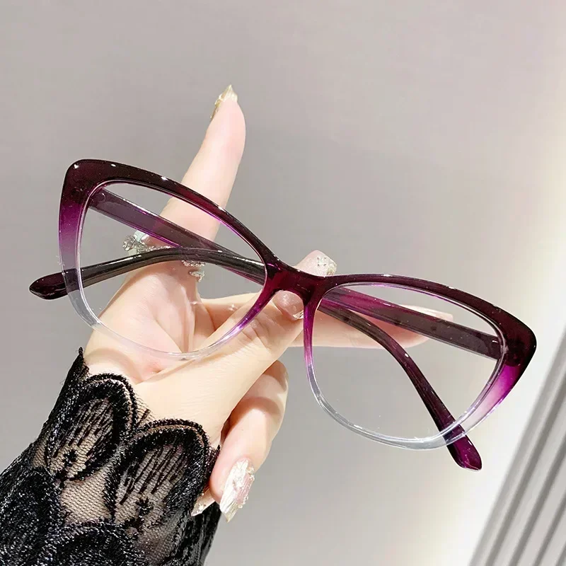 Cat-Eye-Presbyopie-Brille für Damen und Herren, ultraleichte Fernsichtbrille, modische verschreibungspflichtige Lesebrille, Dioptrien 0 bis +4,0: green / +100