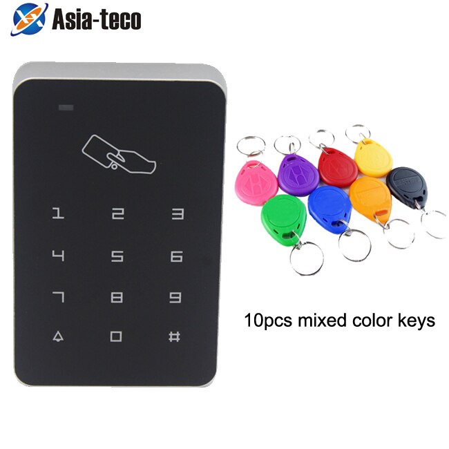 125khz RFID Digital Keypad Access Control System Door Lock Controller RFID card reader w/ 10pcs TK4100 key: AC and 10 color Key