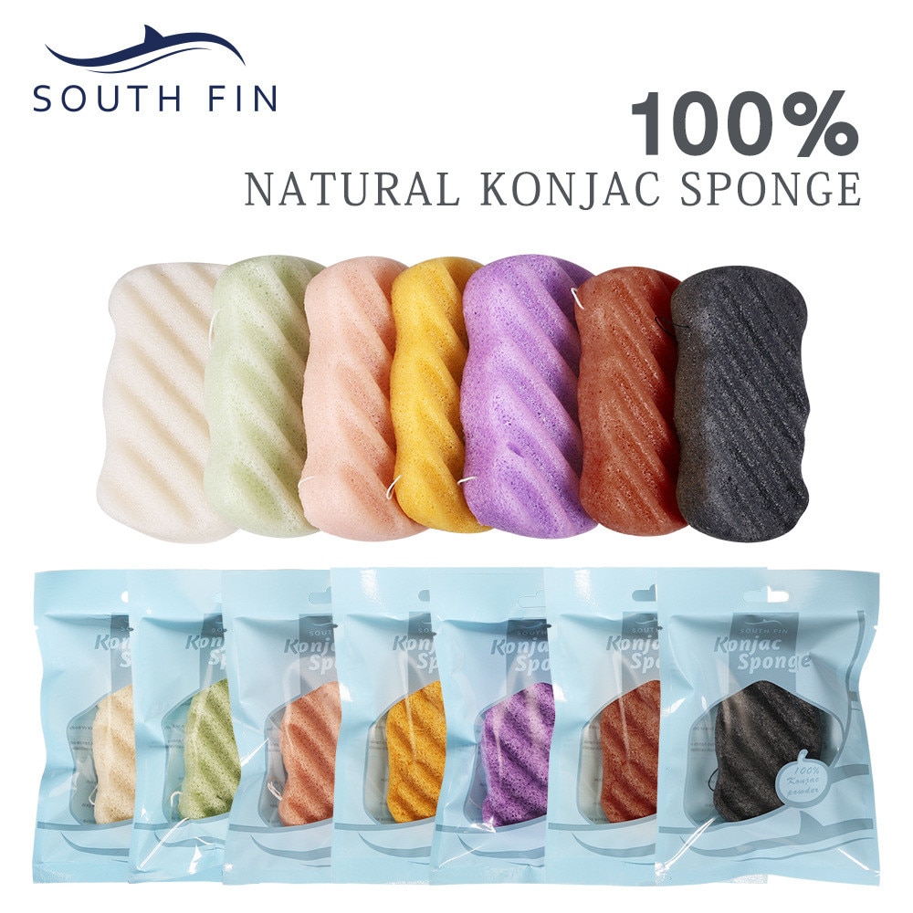 7 färg naturlig mjuk konjac ansiktspuff ansikte kroppsrengöring tvättsvamp exfoliator rengöringssvamp badverktyg tslm 2