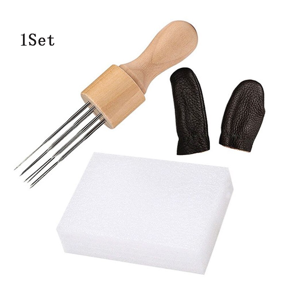 Agujas de fieltro con mango de madera maciza, herramientas de fieltro de lana con ocho agujas, para manualidades, costura DIY, 1 ud.: 1Set