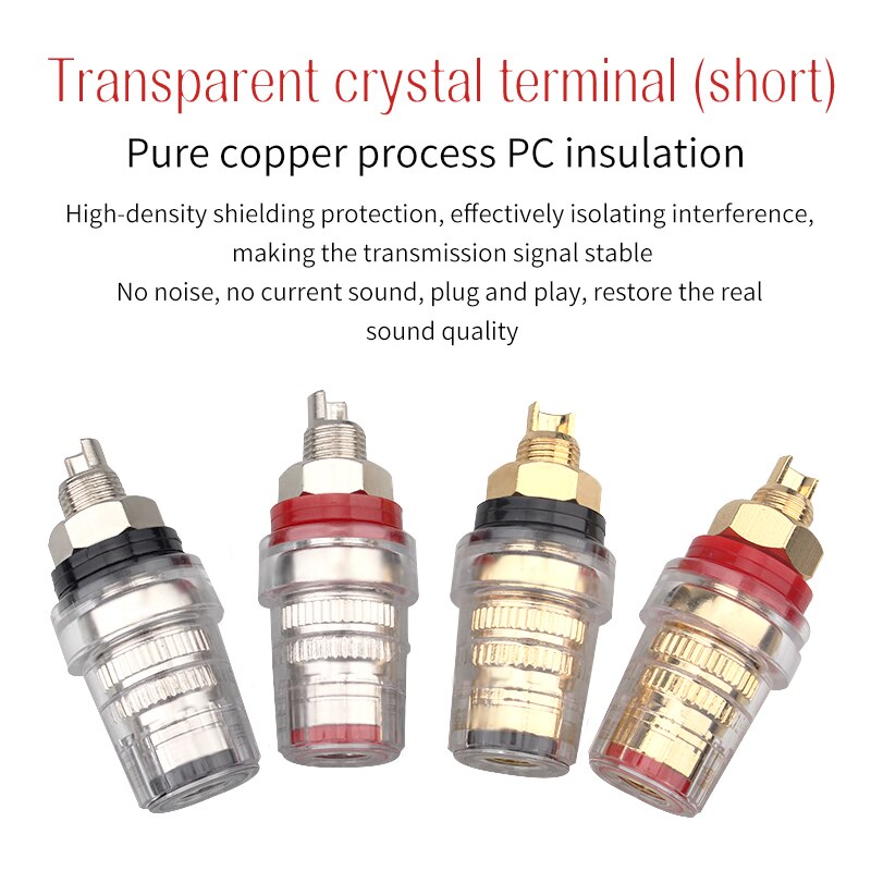 Xangsane 4 stk krystall transparent hifi terminal effektforsterker forsterker bananplugg grensesnitt sveisefri kort søyle