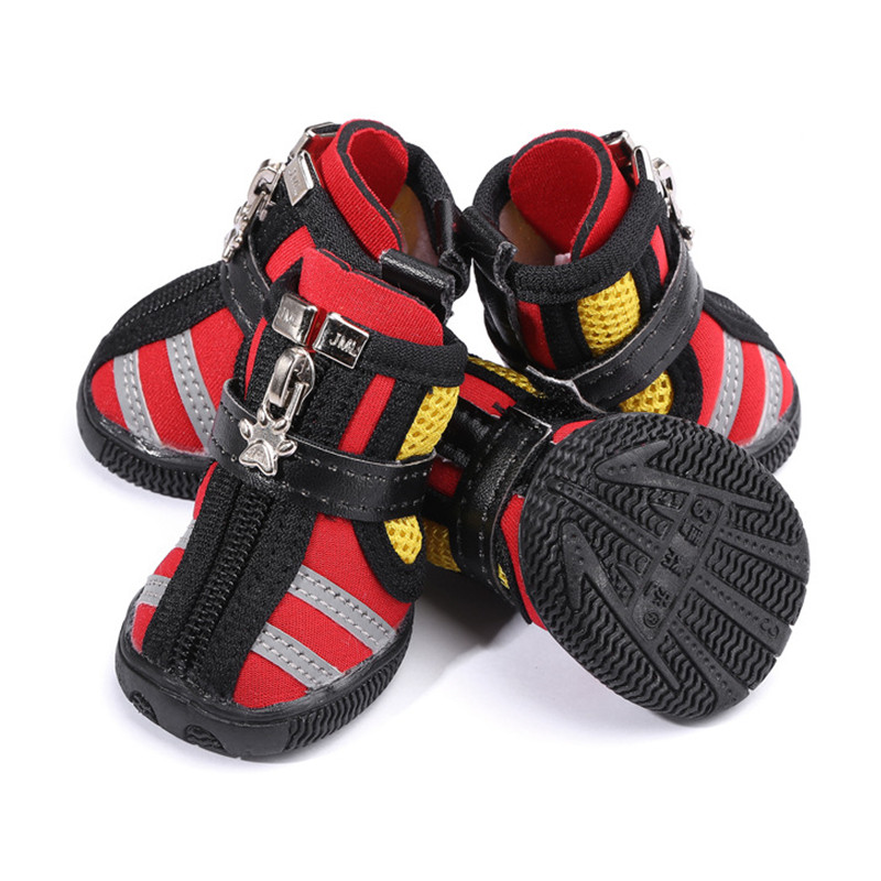Atmungsaktive Haustier-Hundeschuhe, Frühling und Sommer, kleine Hundeschuhe mit Reißverschlüssen, rutschfeste Hundestiefel für Teddy, Chihuahua