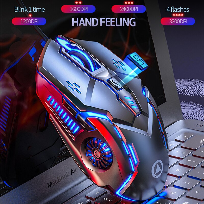 Ergonomic Wired Gaming Mouse LED 3200 DPI USB Computer Mouse Gamer RGB Mice Breathing Light 6 Keys Control Mouse for PC Laptop