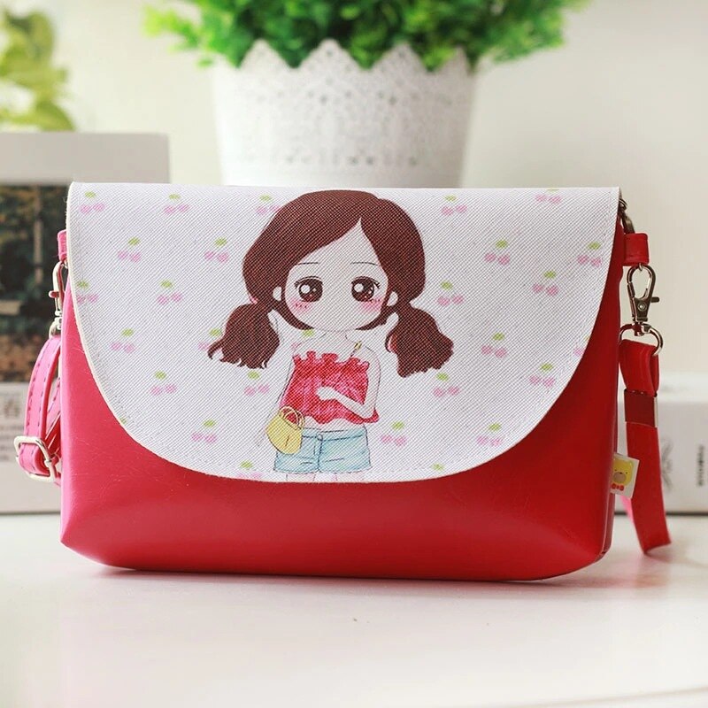 Bolso cruzado de piel sintética con dibujos animados para chica, bandolera para teléfono, Mini bolsa colgante para el cuello, estilo coreano: 1