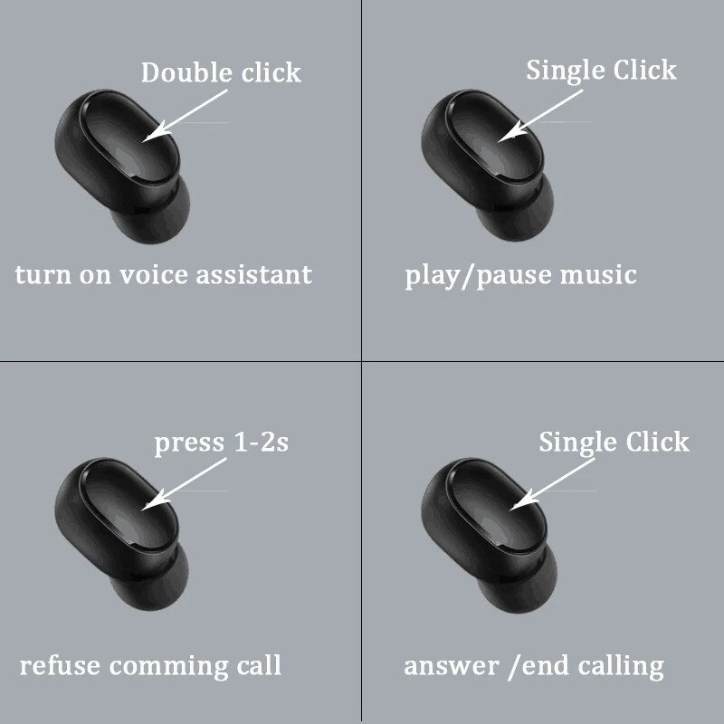 100% Original Xiaomi Redmi Airdots 2 Bluetooth 5.0 Wireless Bass Stereo Handsfree Earbuds AI Control with Mic