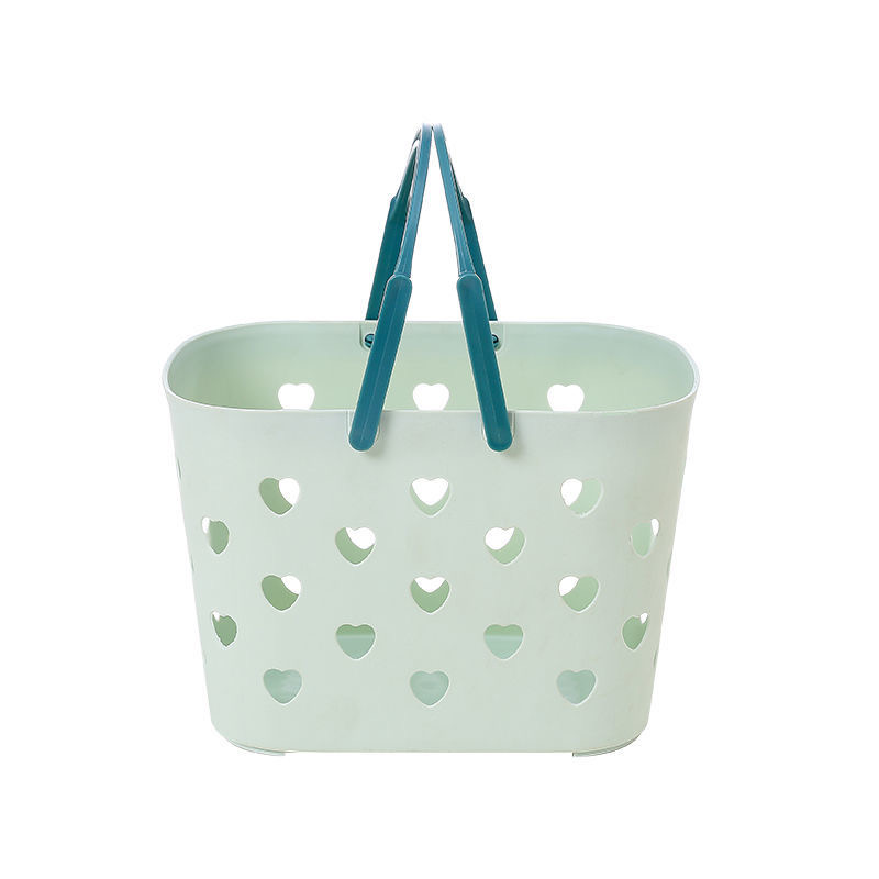 Caddie de douche Portable, fourre-tout en forme de cœur, panier de rangement en plastique creux avec boîte à poignée, bac de rangement pour salle de bain, garde-manger de cuisine