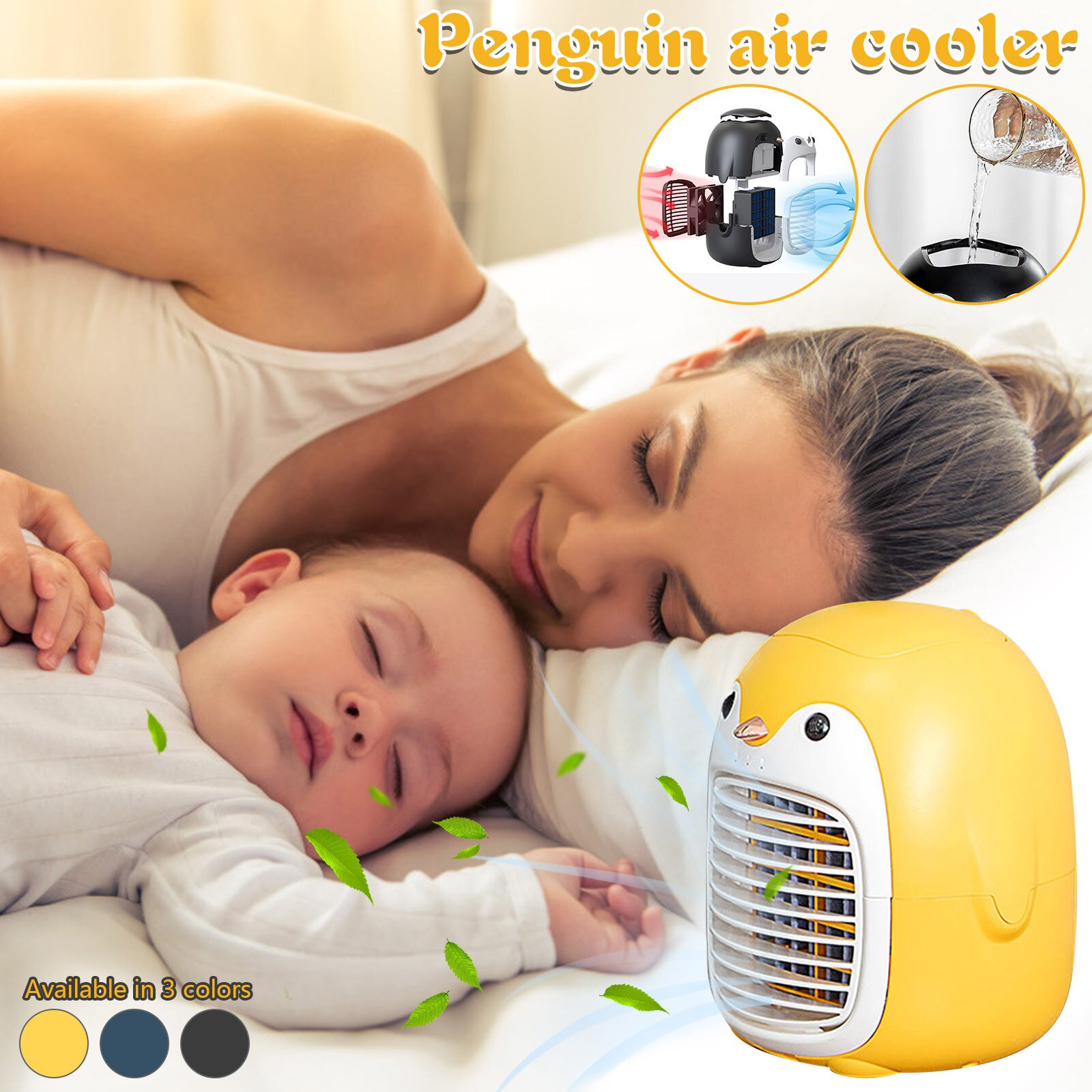 Penguin Water Cooling Fan Air Cooler Office Desktop Household Portable Air Conditioning Fan USB Water Cooling Fan Gadgets