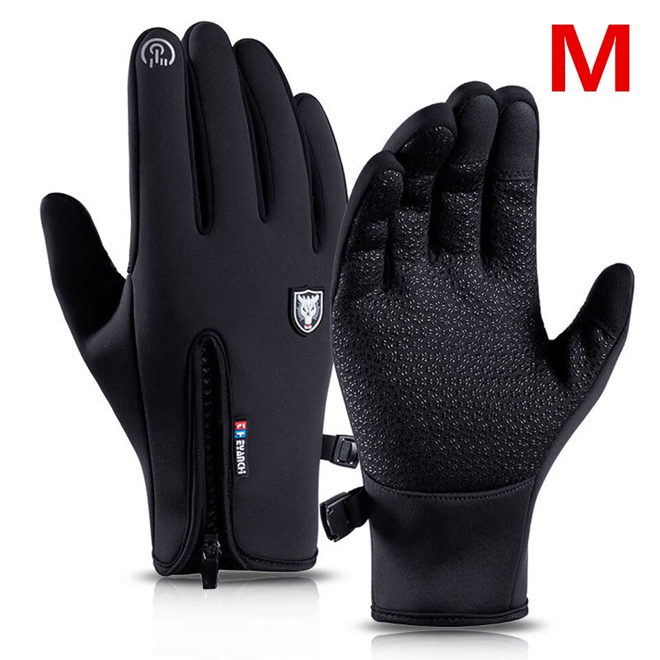 Xiaomi-guantes de invierno térmicos y cálidos para hombre y mujer, resistentes al viento, para deportes al aire libre, ciclismo, guante de pantalla táctil de dedo completo: Black M