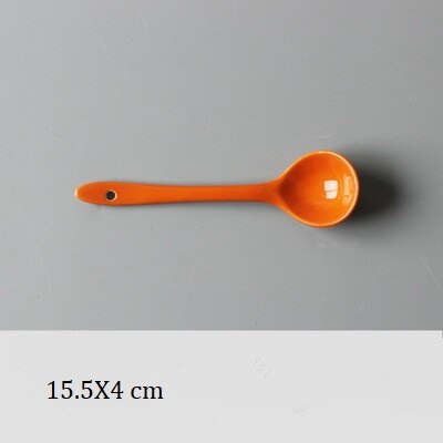 2 PC Colorful Ceramic Spoons Japanese And Korean Colorful Small Spoon Restaurant Spoon White Soup Spoon: G