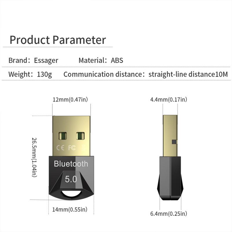 Essager USB Bluetooth 5.0 Adapter Dongle For PC Computer Wireless Mouse Keyboard PS4 Aux Audio Bluetooth 5 Receiver Adapter