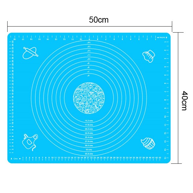 Oversized Siliconen Non-stick Kneden Deeg Maken Gebak Antislip Mat Met Schaal Siliconen Snijplank Keuken Tool: Blue-M