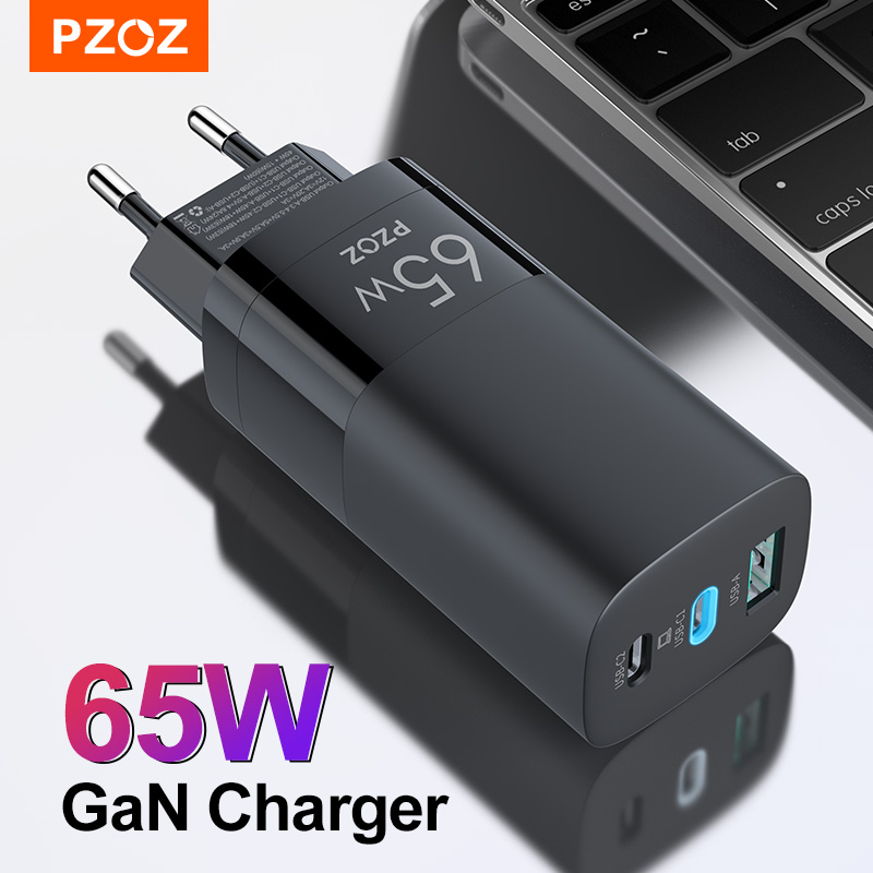 Pzoz 65W Gan Charger Quick Charge 4.0 3.0 Type C Pd Usb Lader Snel Opladen USB-C Voor Schakelaar Macbook air Ipad Pro Samsung Note