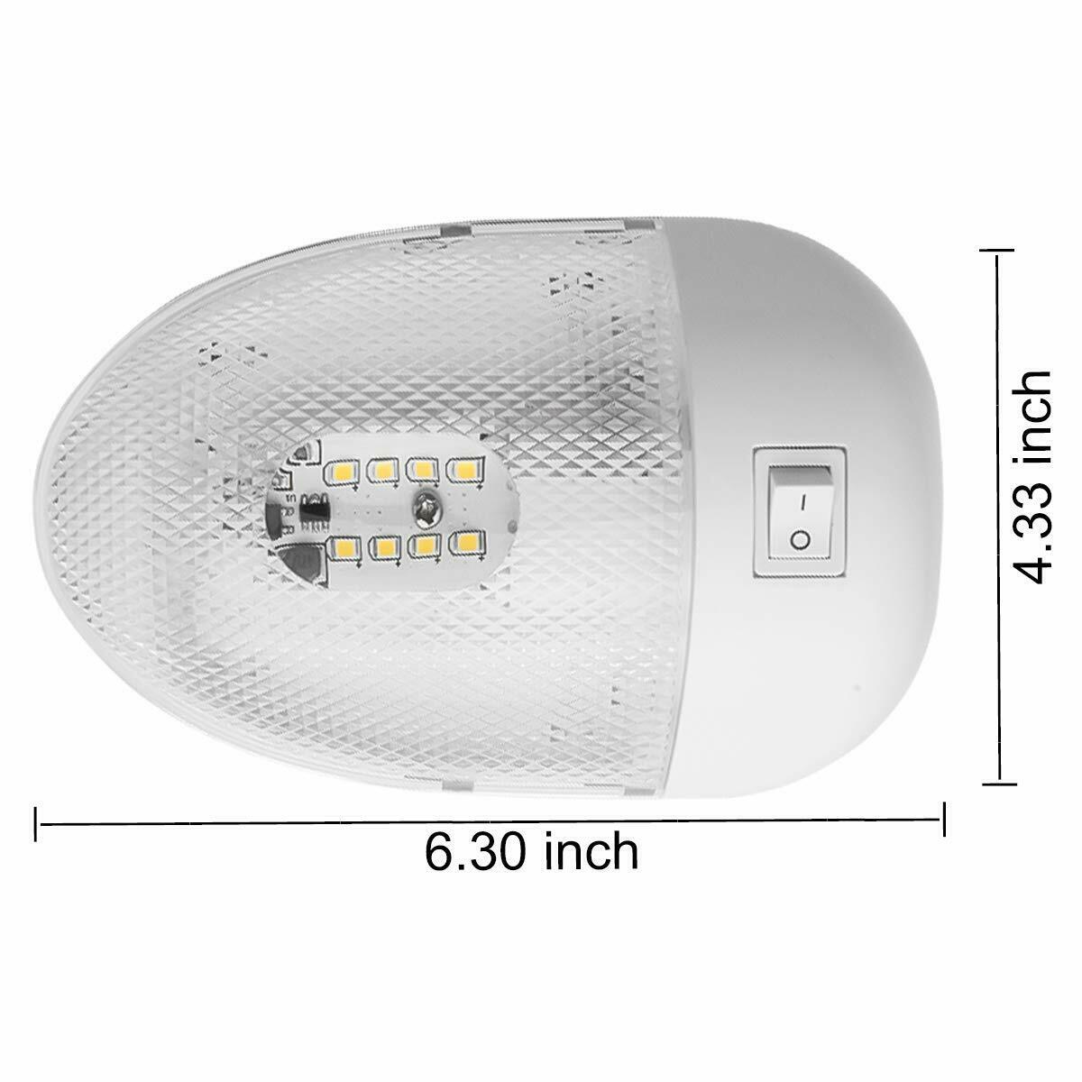 6PCS 12V LED RV Ceiling Dome Light Switch On/Off 4000K White for Campervan Motorhome RV