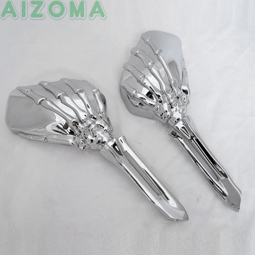 Chrome Motorcycle Rearview Mirror For Harley Sportster 883 Dyna Street Glide Custom Aluminum Skeleton Hand Claw Side Mirrors