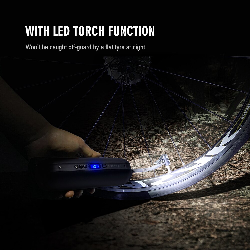 Cycplus A3 Zwarte Hoge Druk 150 Psi Fiets Accessoires Voor Auto En Fiets Draagbare Elektrische Air Inflator
