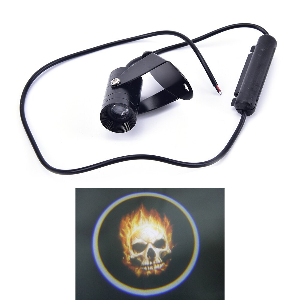 1PC 3D Ghost Rider Flaming Skull Badge Emblem Projection LED Light