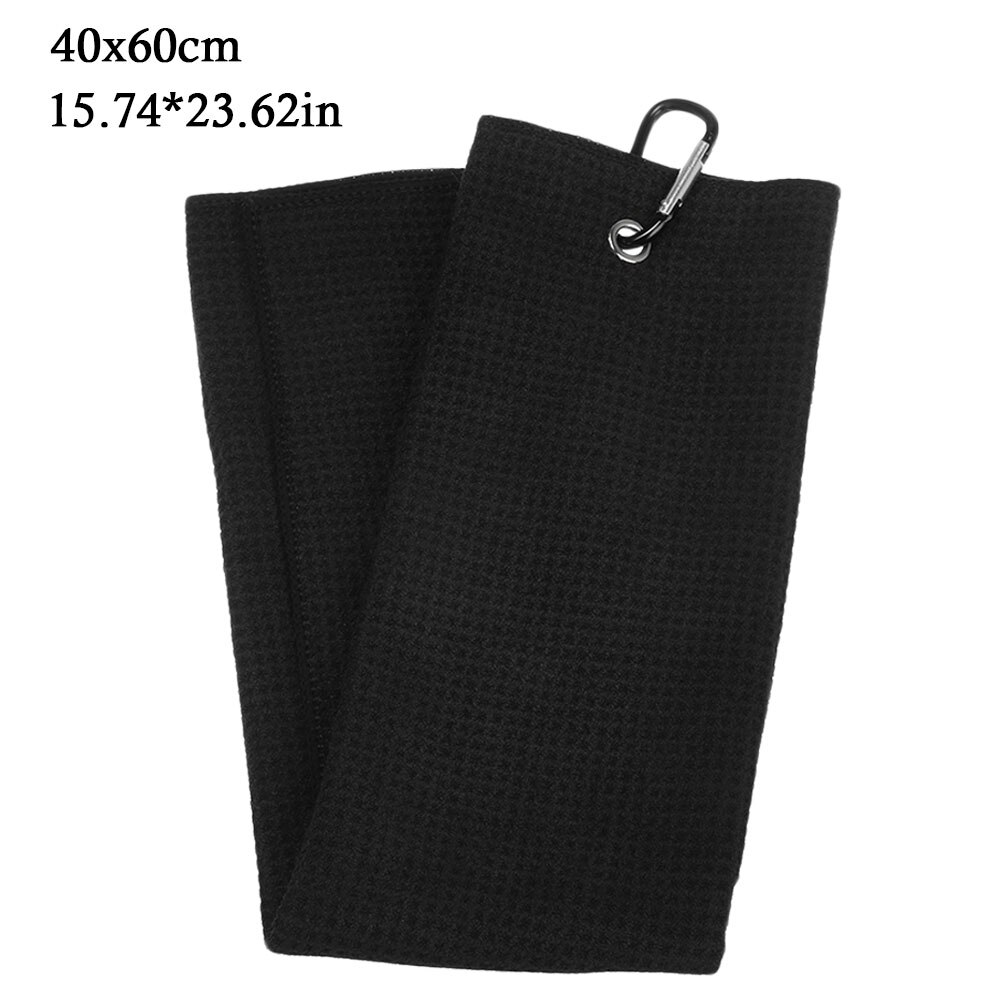 1pc alta absorção de água toalha de golfe de microfibra algodão toalha com mosquetão gancho limpa clubes toalha de golfe mãos toalhas de limpeza: Black 40x60cm