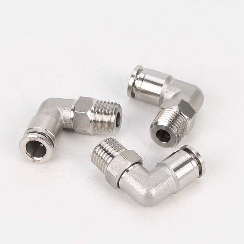 304 Stainless Steel Push In Air Pneumatic Fitting 1/8" 1/4" 3/8" 1/2" BSP Male Thread Elbow Quick Connector 4 6 8 10 12 14mm