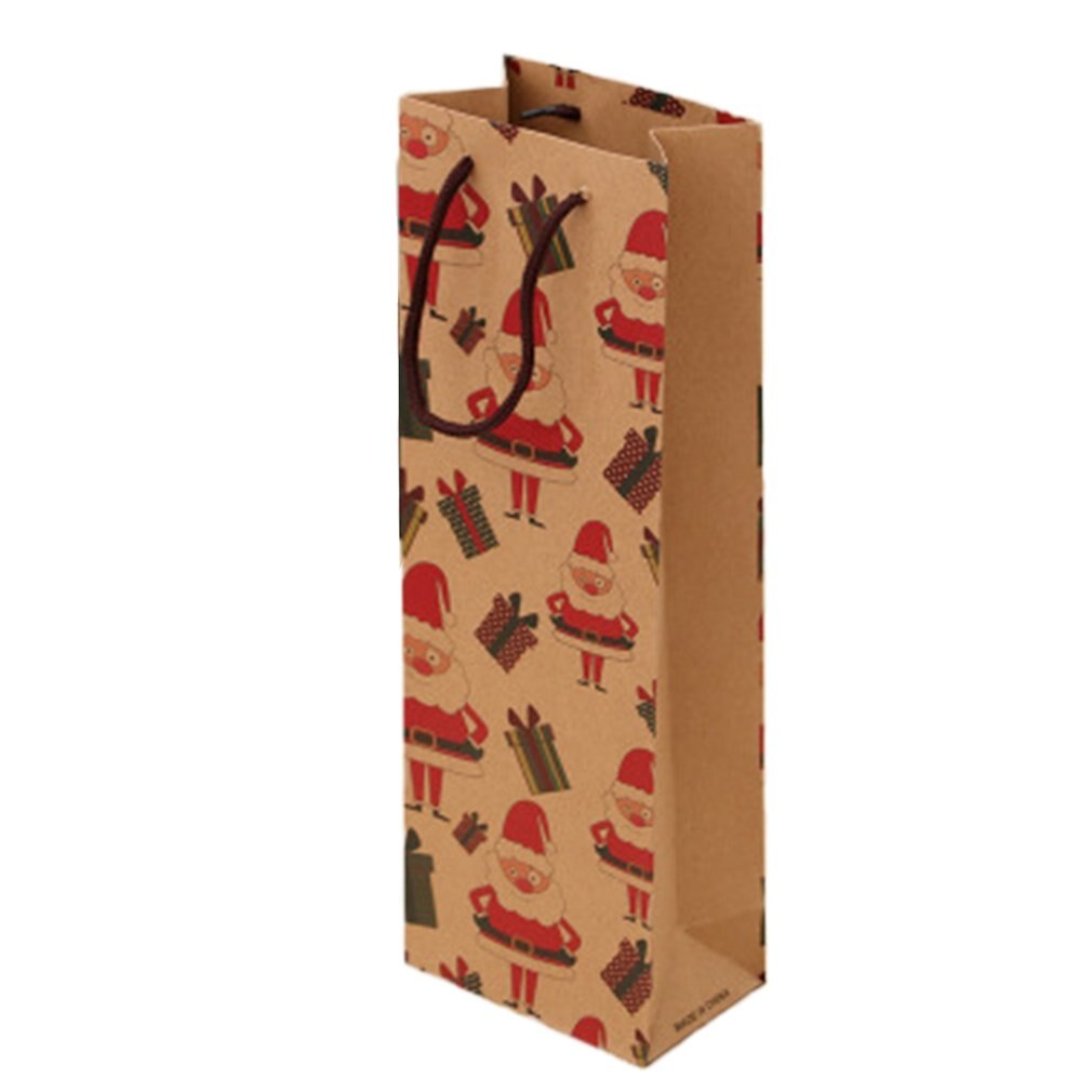 Julepose julekraftpapirpose rødvinpose vinflaskepose emballeringspose: Papirstil 4