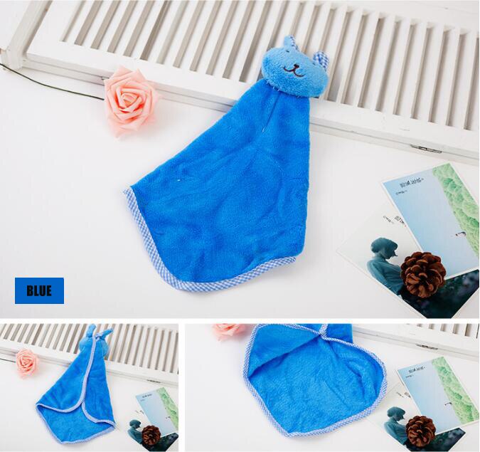 Baby Infant Coral Velvet Hand Towel Cartoon Animal Rabbit Kitchen Hanging Bath Wipe Towel Washcloths Kids Handkerchief