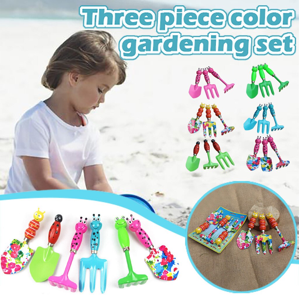 Jouet magique pour enfants, petite pelle, râteau, outil de plage amusant, poignée en plastique, jeu de jardinage en métal