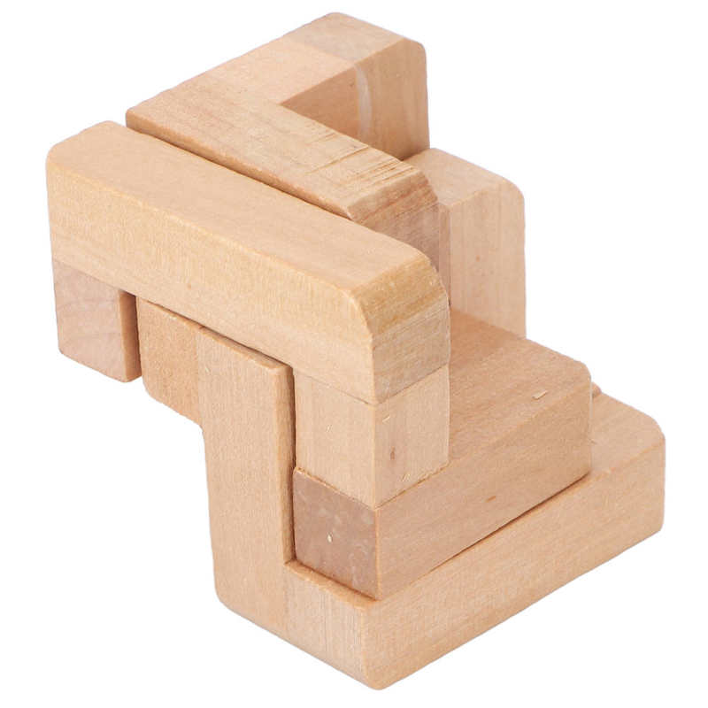 Puzzle Lock Toy Portable Improve Thinking Way Smooth Surface Composite Wood Educational Brain Teaser Lock for Home for Elders