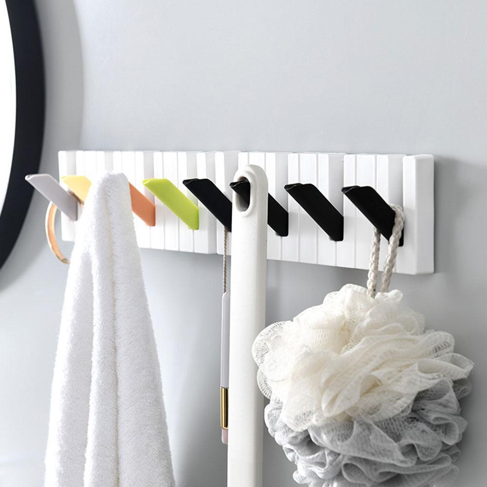 Piano Coat Racks Piano Keys Wall Mounted Coat Hook Hanger Wall Decoration Key Ring Hat Storage Organizer Rack Shelf