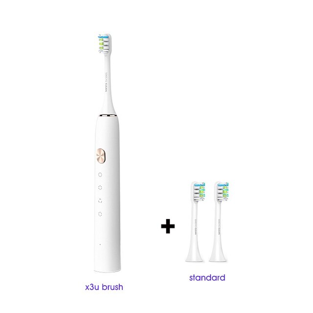 SOOCAS X3U – brosse à dents électrique ultrasonique, mise à niveau automatique, charge rapide, brosse à dents étanche pour adulte: white add 2 heads
