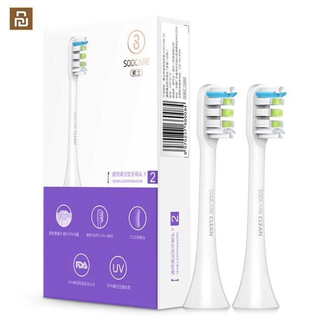 SOOCAS-Cabezal de cepillo de dientes de repuesto, 2 piezas, Original, para SOOCAS / SOOCARE X3 Mi Home APP, Control, Bluetooth: Blanco