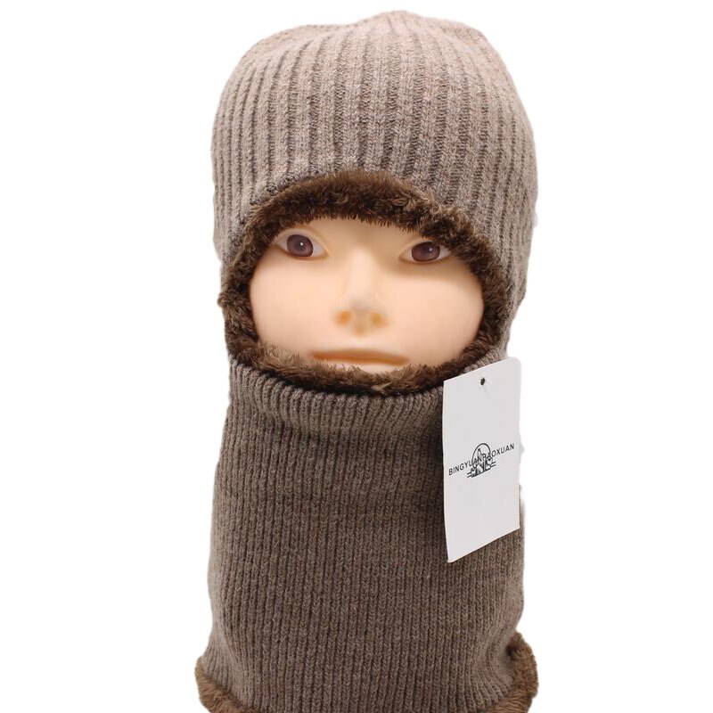 Bingyuanhaoxuan multifunktionel strik hue balaclava maske vinter uld hatte voksne mænd og kvinder huer tyk maske