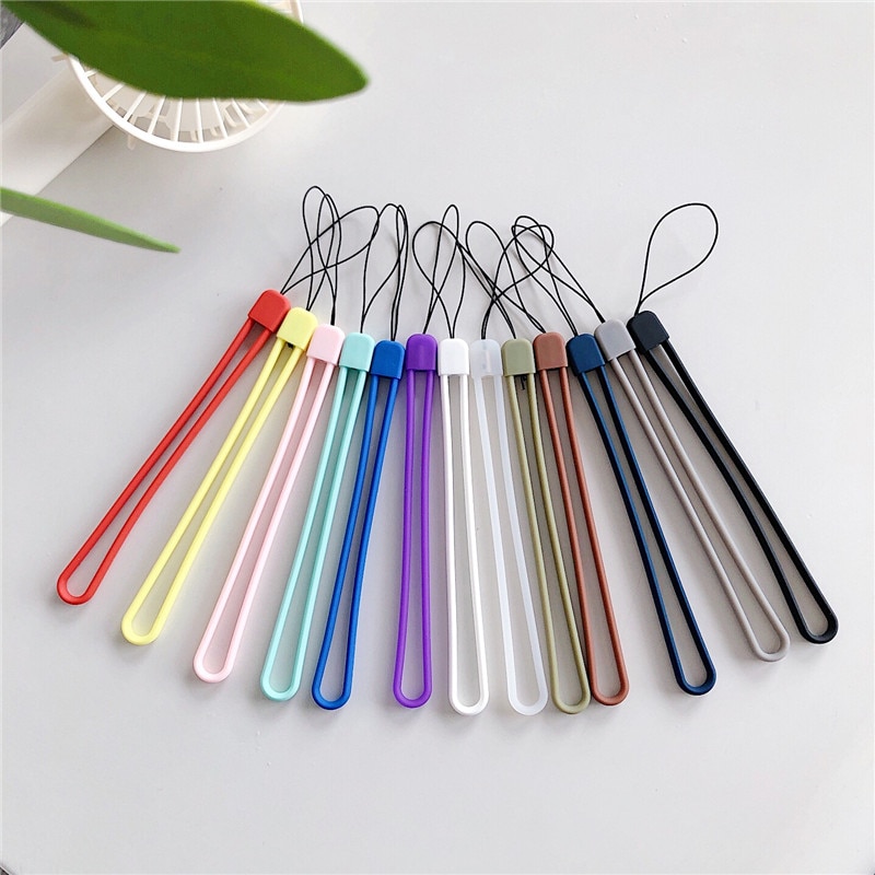 Liquid Soft Rubber Silicone String Wrist Lanyard for Keys Mobile Phone Charm Strap for iPhone Samsung Huawei Finger Ring Pendant